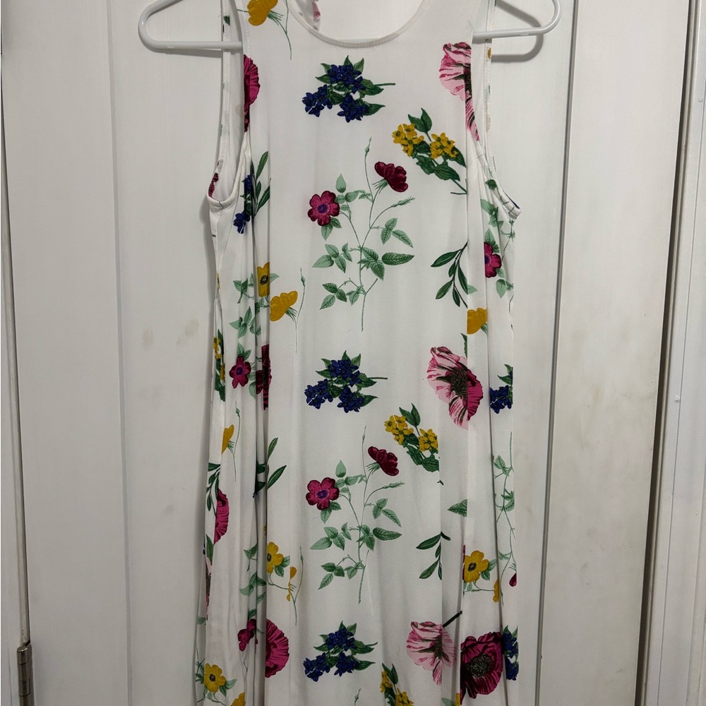 Old Navy White Dress with Colorful Floral Print